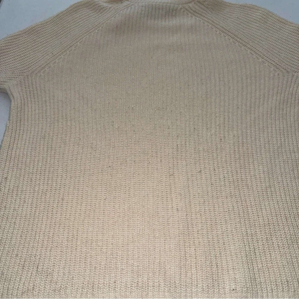 LOFT Cream Button-Accent Turtleneck Sweater‎